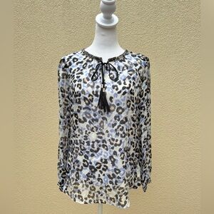 HALE BOB animal print long sleeve blouse
